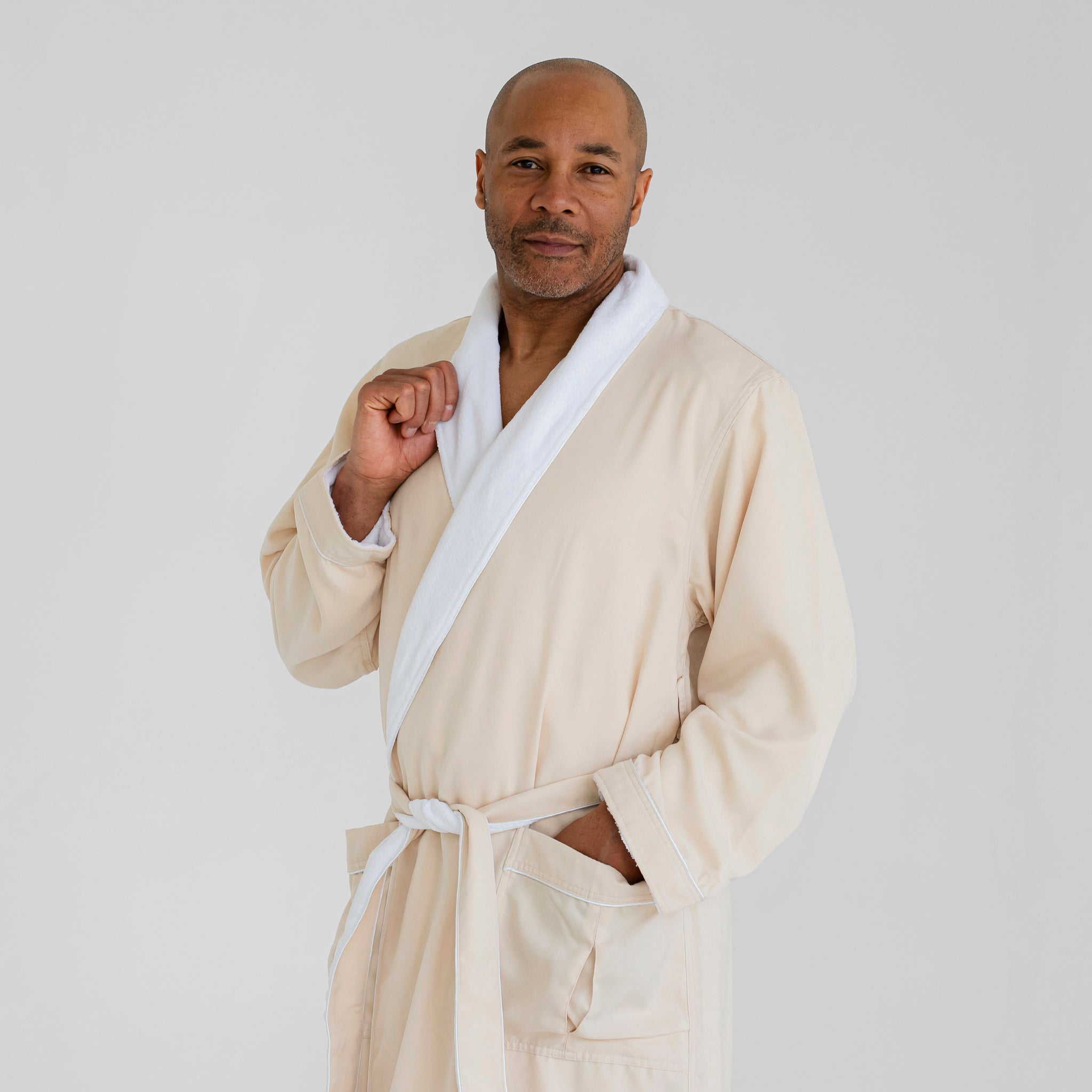 Luxury Spa Robes Ultimate Plush Bathrobe Stone & White
