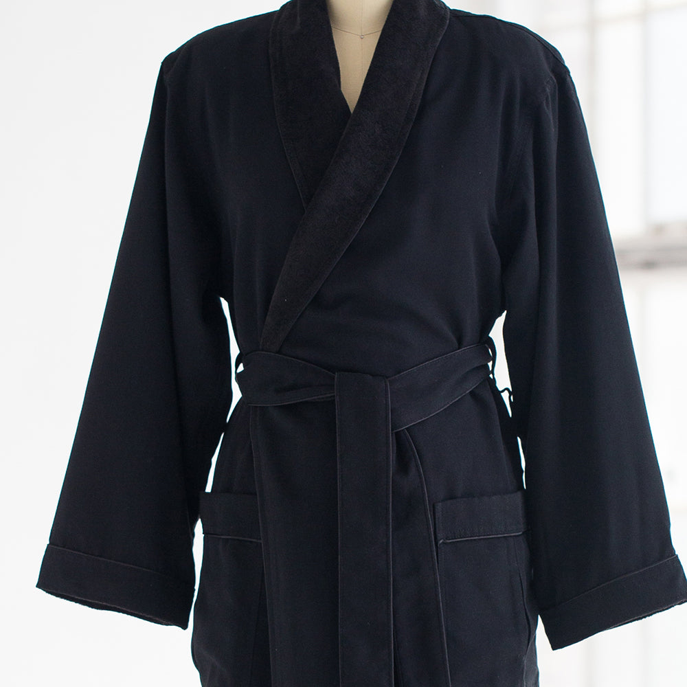 YSTR black terry factory cozy towel coat cloak