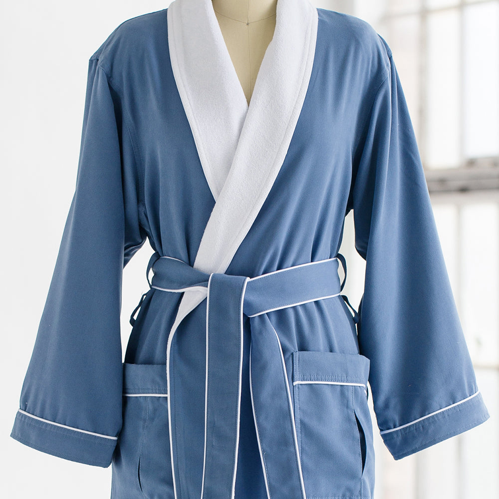 Blue Terry Robe Luxury Spa Robes | Classic Terry Cloth Bathrobe | Blue & White | Luxury ...