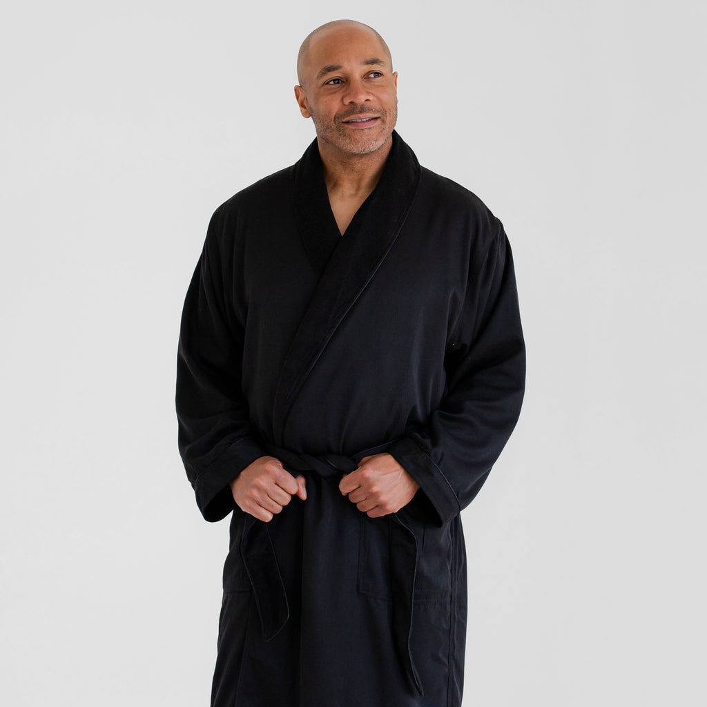 Classic Terry Cloth Spa Robe - Black