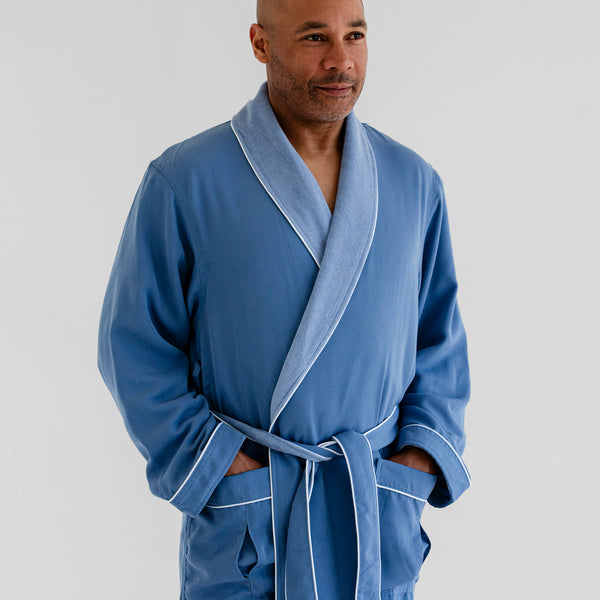 Classic Terry Cloth Spa Robe - Pacific Blue