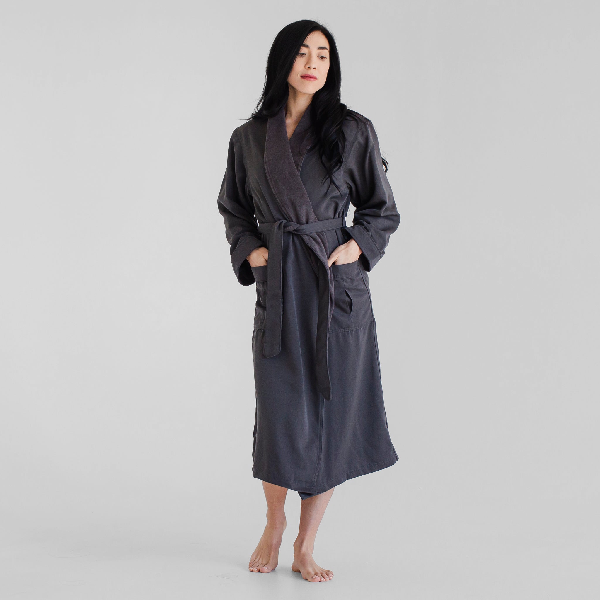 Luxury Spa Robes | Classic Terry Cloth Bathrobe | Charcoal Grey ...