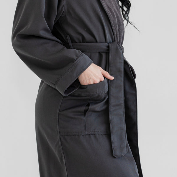 Classic Terry Cloth Spa Robe - Charcoal Grey