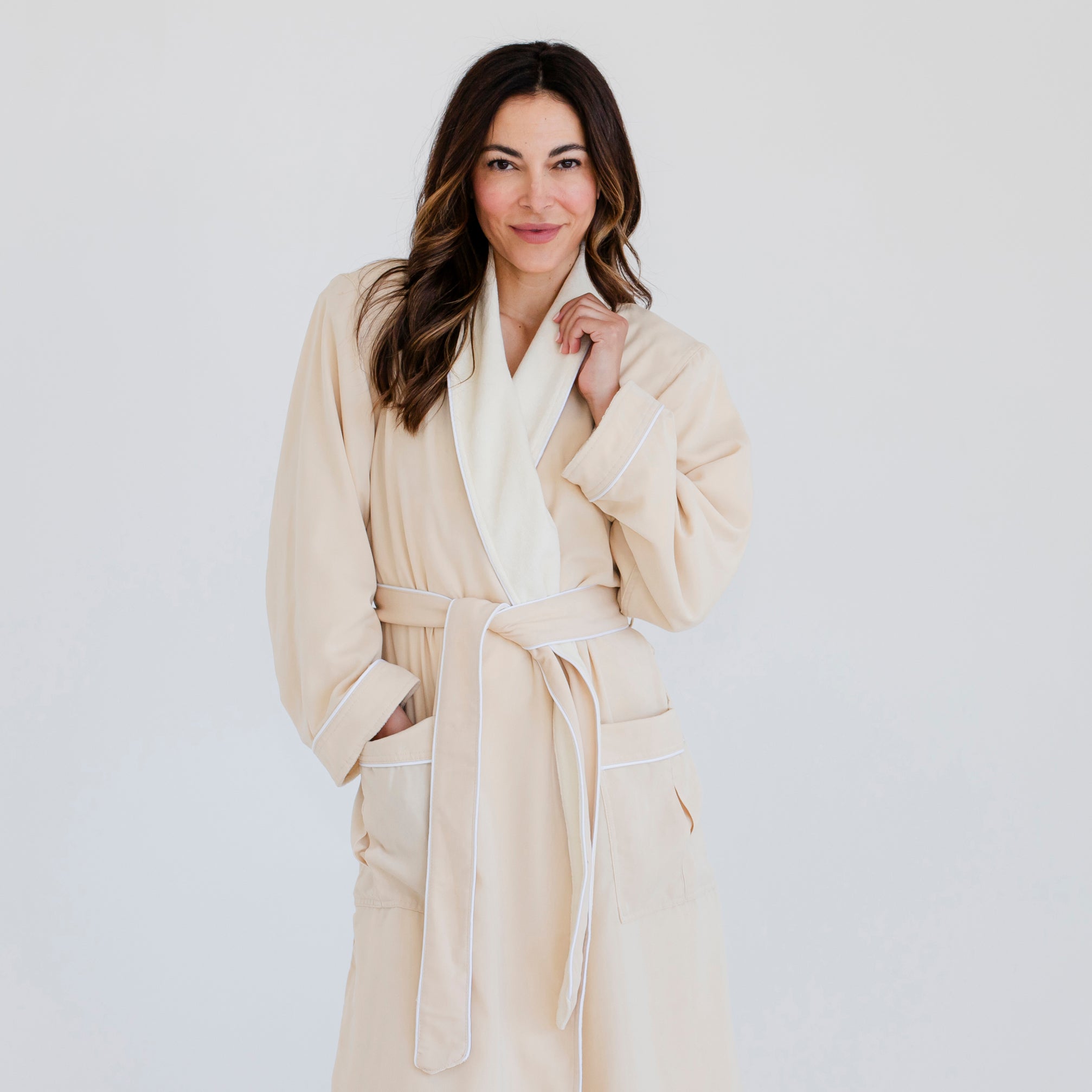 Classic Terry Cloth Bathrobe | Stone | Luxury Spa Robes