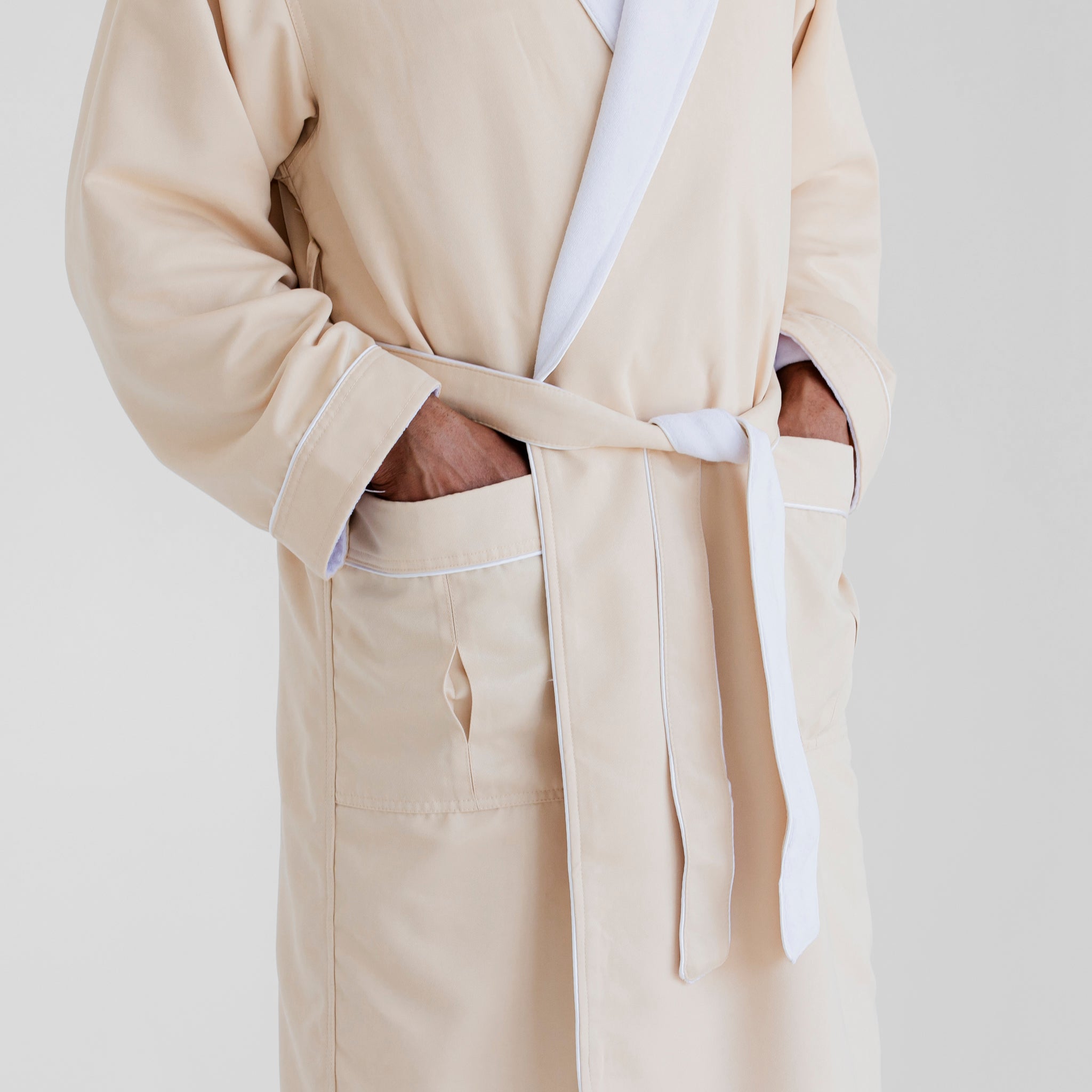 Luxury Spa Robes | Classic Terry Cloth Bathrobe | Ivory & White ...