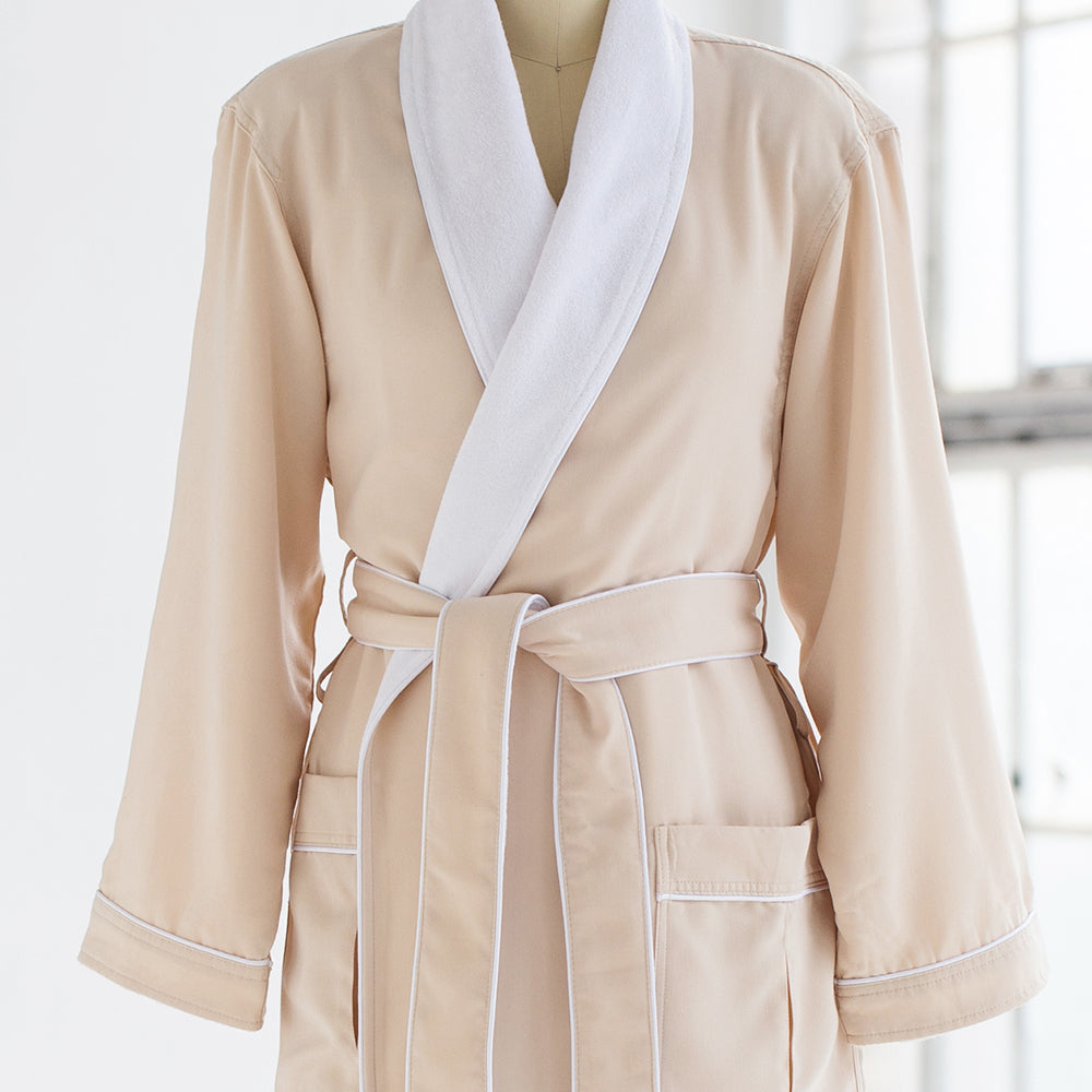Luxury Spa Robes | Classic Terry Cloth Bathrobe | Ivory & White ...