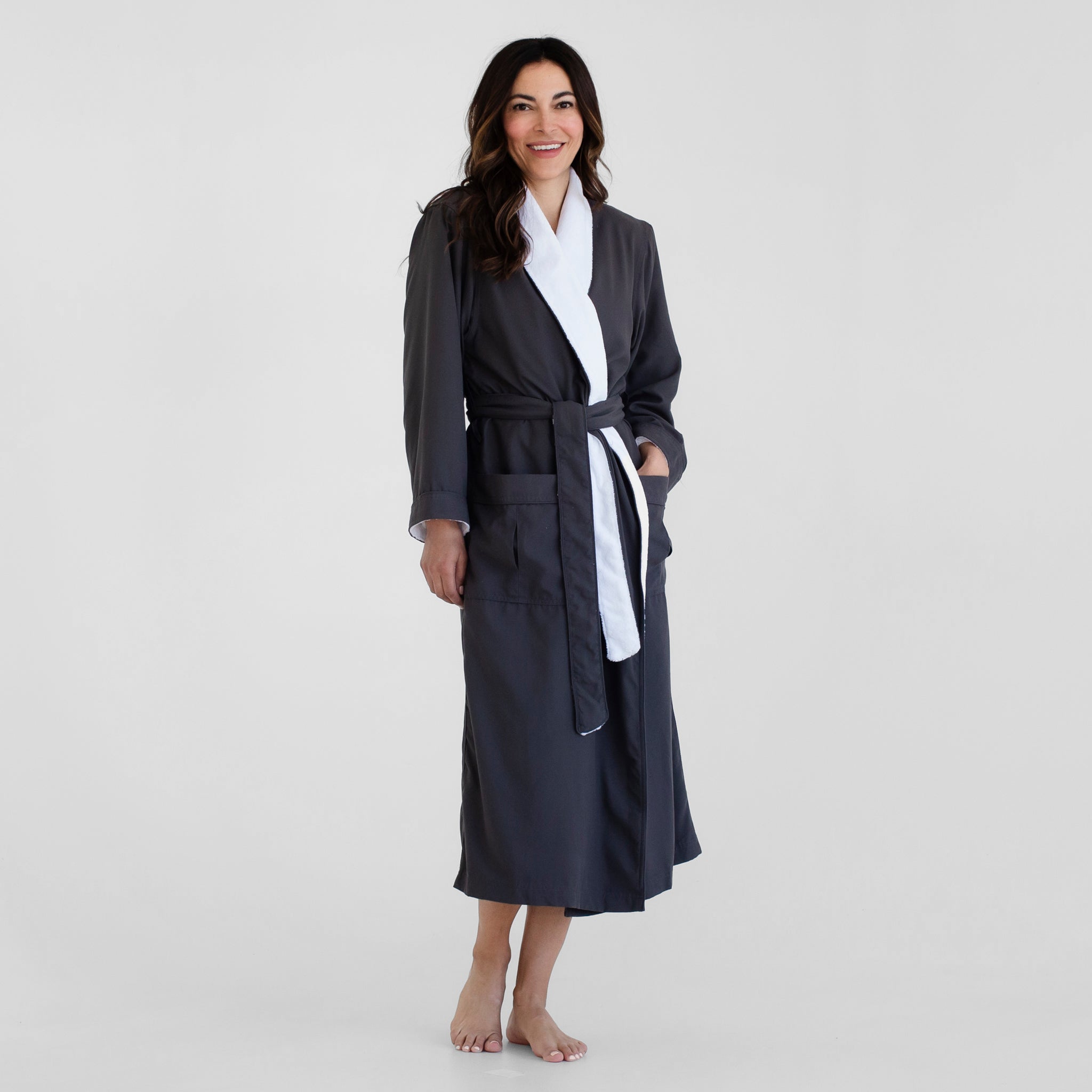 Luxury Spa Robes | Deluxe Plush Bathrobe | Charcoal & White | Luxury ...