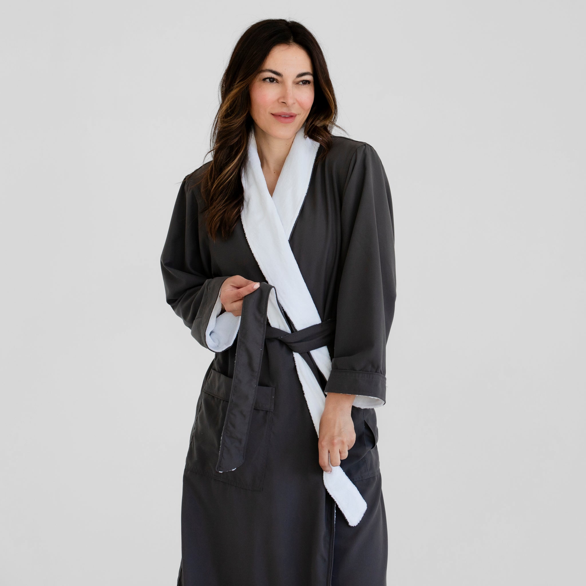 Spa Robe Mc Luxury Spa Robes | Deluxe Plush Bathrobe | Charcoal & White | Luxury ...