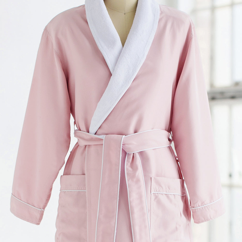 Classic Luxury Spa Robe - Plush Velour & Microfiber - Pink | Luxury Spa ...