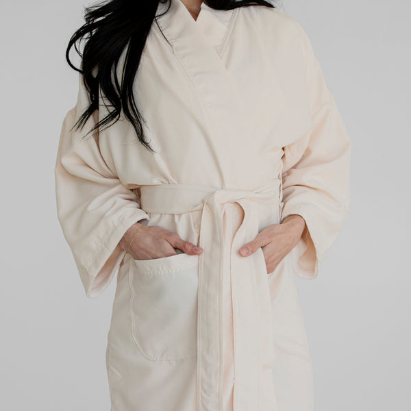 Kimono Plush Spa Robe - Ivory