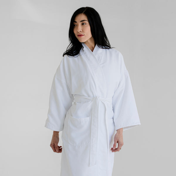 Kimono Plush Spa Robe - White