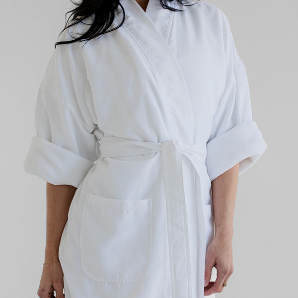 Kimono Plush Spa Robe - White