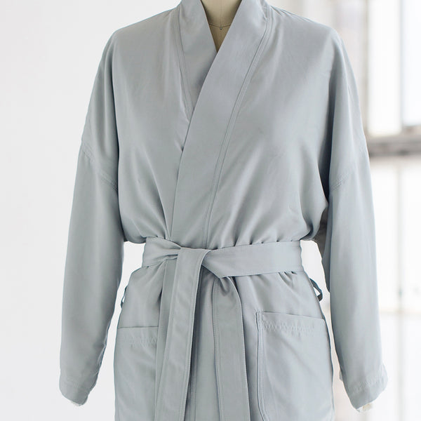 Kimono Plush Spa Robe - Sage/Ivory