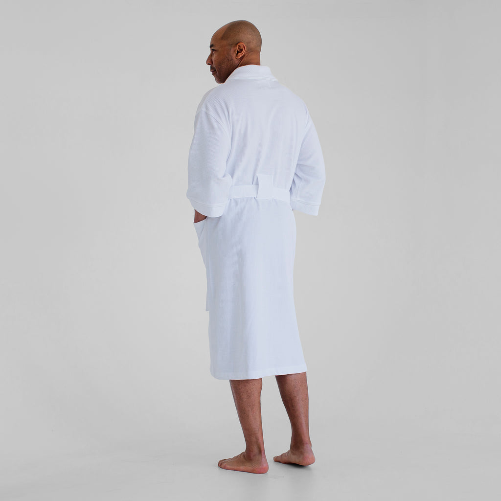white cotton waffle dressing gown Unisex Bathrobe