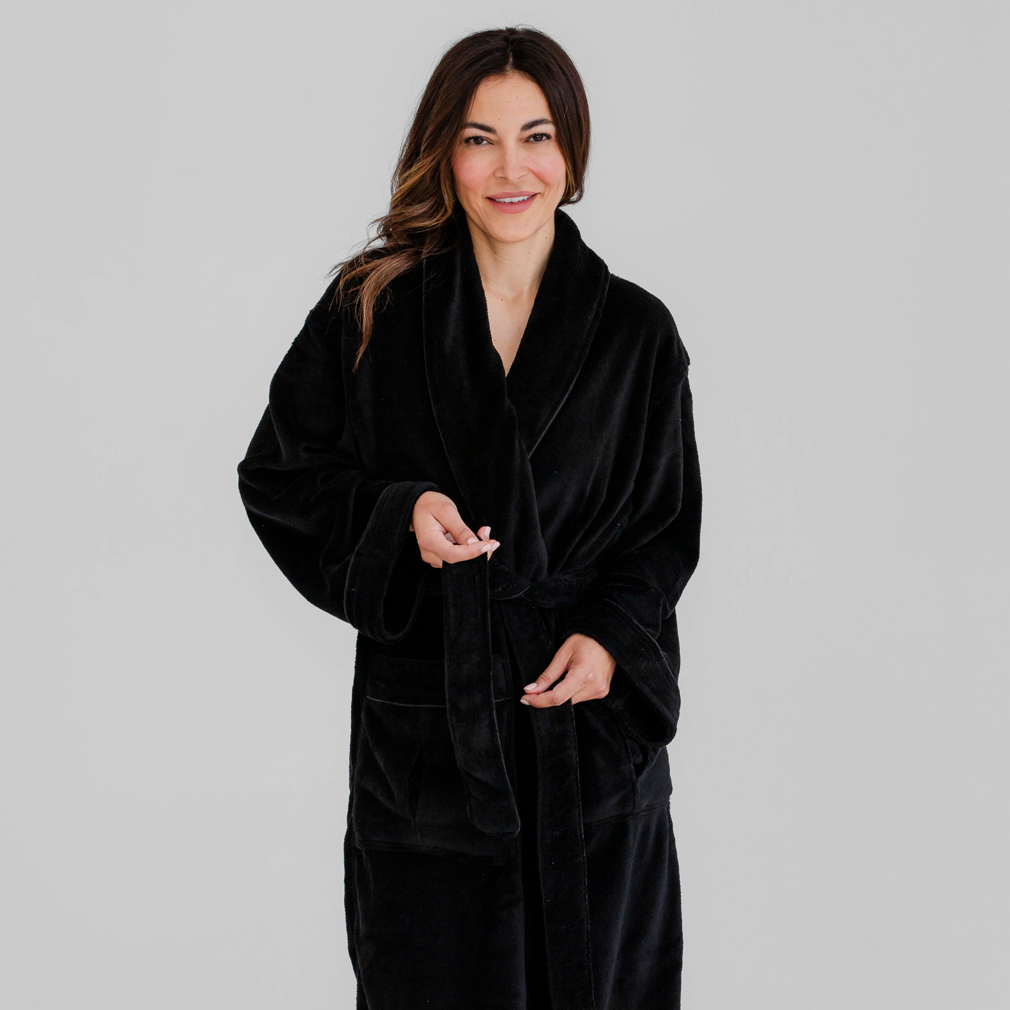 Supreme Fleece Plush Bathrobe | Black | Luxury Spa Robes