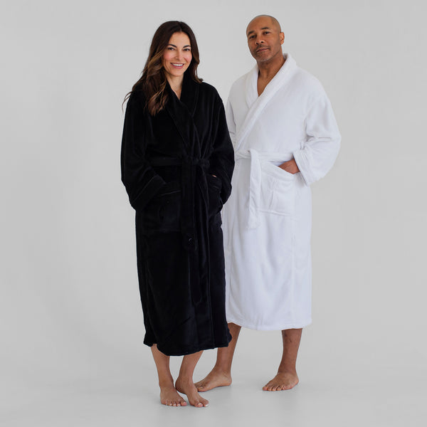 Supreme Fleece Plush Spa Robe - Black