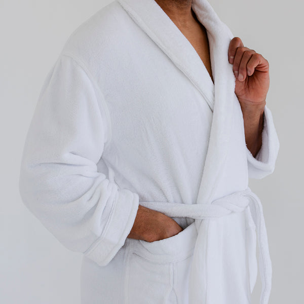 Supreme Fleece Plush Spa Robe - White