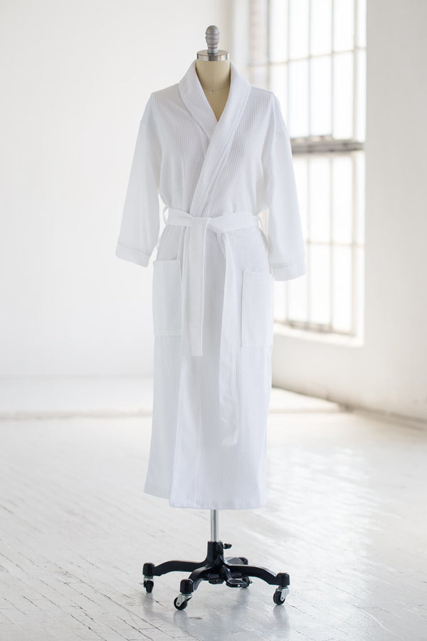 soft knit waffle luxury spa robe in white